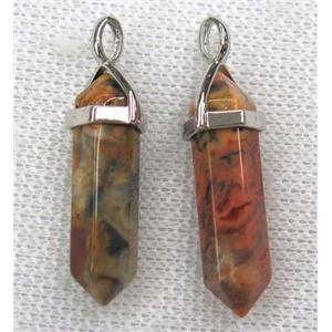 crazy agate bullet pendant, red, approx 10-30mm