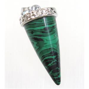 green malachite bullet pendant, approx 11-25mm