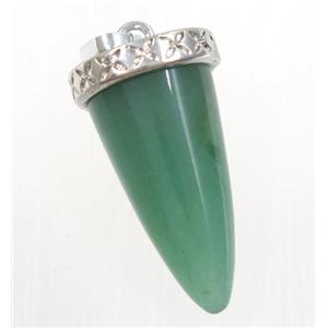 green aventurine bullet pendant, approx 11-25mm