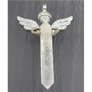 gemstone pendant, angel, platinum plated, approx 35-50mm