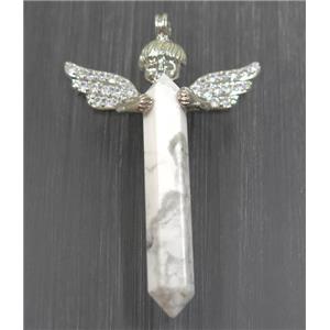 gemstone pendant, angel, platinum plated, approx 35-50mm