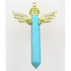 gemstone pendant, angel, gold plated, approx 35-50mm