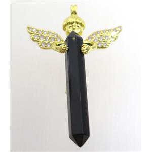 gemstone pendant, angel, gold plated, approx 35-50mm