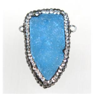 druzy quartz connector paved rhinestone, approx 18-30mm