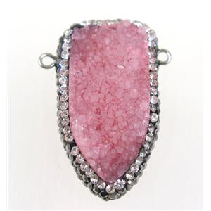 druzy quartz connector paved rhinestone, approx 18-30mm