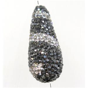 clay teardrop beads paved rhinestone, approx 13-35mm