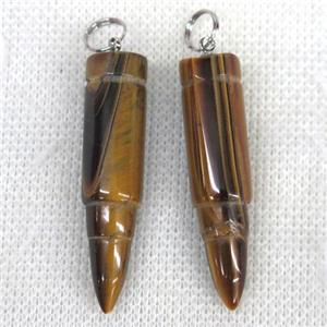 yellow Tiger eye stone bullet pendant, approx 10x40mm