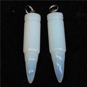 white Opalite bullet pendant, approx 10x40mm