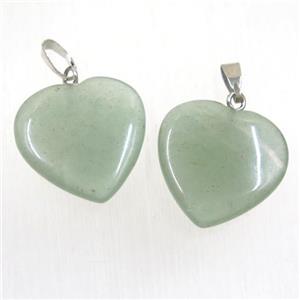 green Aventurine heart pendant, approx 20mm