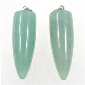 green Aventurine bullet pendant, approx 10-30mm