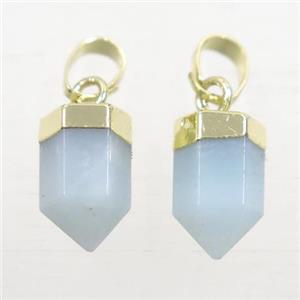 blue Aventurine bullet pendants, gold plated, approx 6.5x17mm