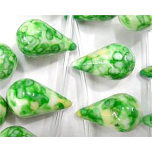 Rain colored stone bead, stability, teardrop, 11x21mm, approx 19pcs per st