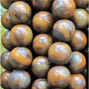 round Bamboo jasper beads, yellow, 10mm dia, approx 38pcs per st