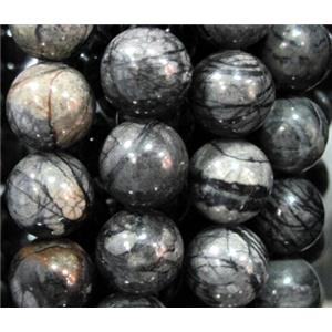 round Picasso Jasper beads, black, 10mm dia, approx 38pcs per st