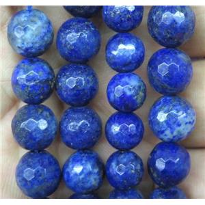 blue Lapis Lazuli beads, faceted round, approx 10mm dia