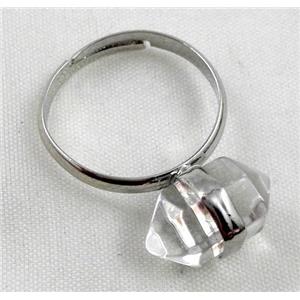 Clear Quartz ring, bullet, approx 10-16mm