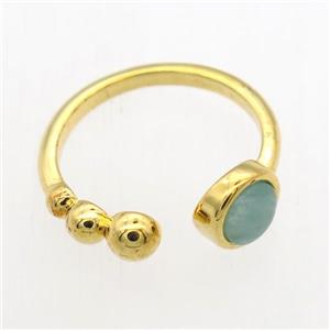 green Amazonite Rings, copper, gold plated, approx 6mm, 18mm dia