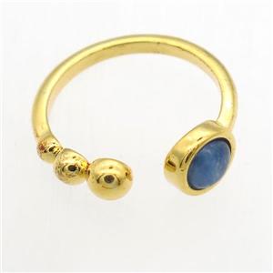 blue Kyanite Rings, copper, gold plated, approx 6mm, 18mm dia