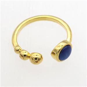 blue Lapis Lazuli Rings, copper, gold plated, approx 6mm, 18mm dia