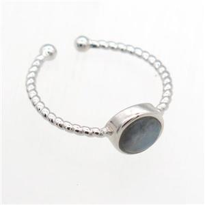 Labradorite Rings, copper, platinum plated, approx 7mm, 19mm dia