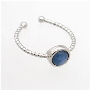 blue Kyanite Rings, copper, platinum plated, approx 7mm, 19mm dia