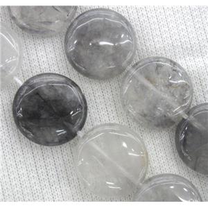 Natural Cloudy Quartz Beads Gray Coin, approx 30mm dia