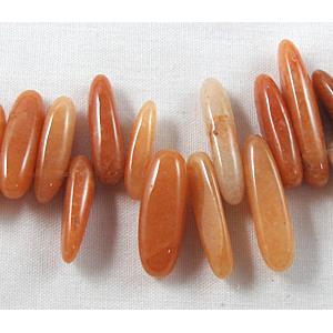 Red Aventurine beads, Erose Chip, 4mm wide, 14-21mm length,16 inch length