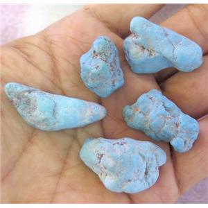 Natural Chinese Anhui Turquoise Nugget Beads without hole, blue, approx 10-30mm