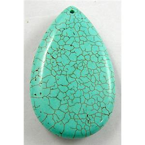 Turquoise teardrop pendant, 30x50mm