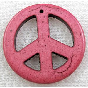 Turquoise Peace sign, pendant, dye, 34mm dia