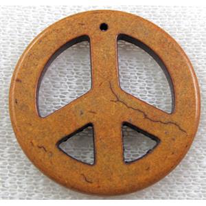 Turquoise Peace sign, pendant, dye, 34mm dia