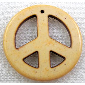 Turquoise Peace sign, pendant, dye, 34mm dia