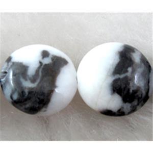 Natural Zebra stone coin beads, 12mm dia, 33pcs per st