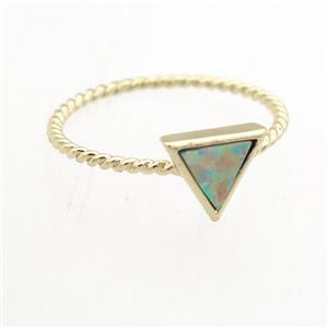 triangle Fire Opal Rings, copper, gold plated, approx 8mm, 18mm dia