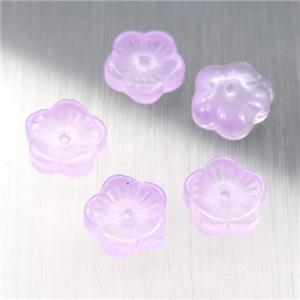 purple jadeite glass flower capbeads, approx 8mm