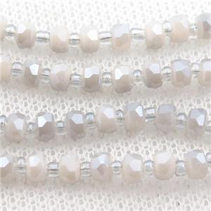 Jadeite Glass Beads, faceted rondelle, approx 4mm, 62cm length