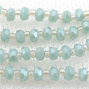 Jadeite Glass Beads, faceted rondelle, approx 4mm, 62cm length