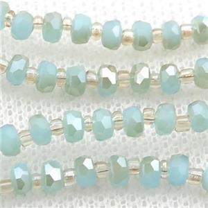 blue Jadeite Glass Beads, faceted rondelle, approx 4mm, 62cm length