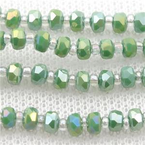 green Jadeite Glass Beads, faceted rondelle, approx 4mm, 62cm length