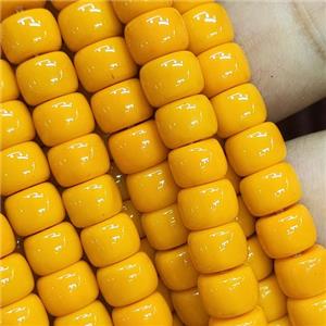 orange Jadeite Glass beads, barrel, approx 8mm