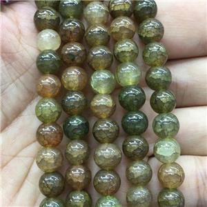 green Crackle Glass round Beads, approx 12mm dia