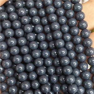 darkgray Lacquered Glass Beads, round, approx 8mm dia, 52pcs per st