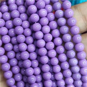 lavender fire Lacquered Glass Beads, round, approx 8mm dia, 52pcs per st