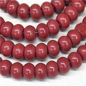 Red Jadeite Glass Rondelle Beads, approx 10mm, 50pcs per st