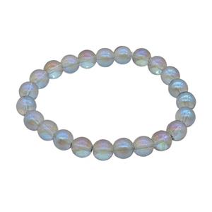 Grayblue Crystal Glass Bracelet Stretchy, approx 8mm dia