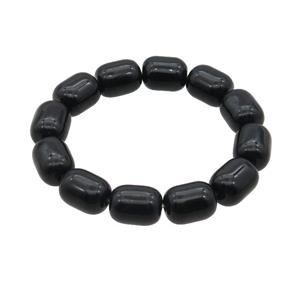 Black Crystal Glass Bracelet Stretchy Barrel, approx 11.5-15mm