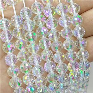 Chinese Crystal Glass Beads Clear Electroplated Faceted Round, approx 8mm