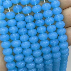 Jadeite Glass Beads Blue Dye Smooth Rondelle, approx 10mm