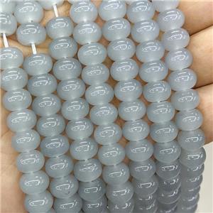 Jadeite Glass Beads Gray Dye Smooth Rondelle, approx 10mm