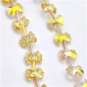 Chinese Crystal Glass Bow Beads Golden, approx 7-10mm